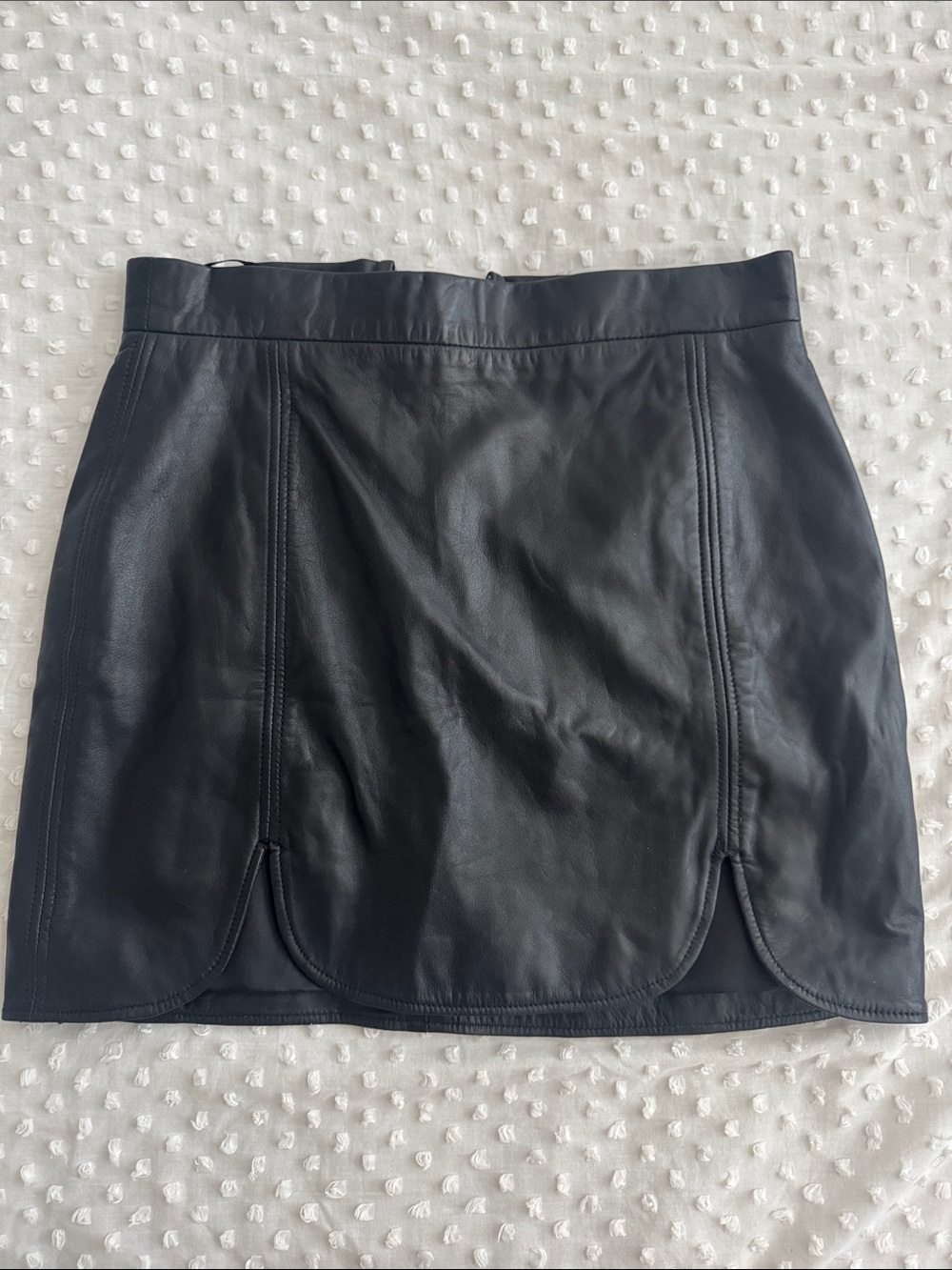 BB Dakota Black Leather Mini Skirt with Curved Hem Panels